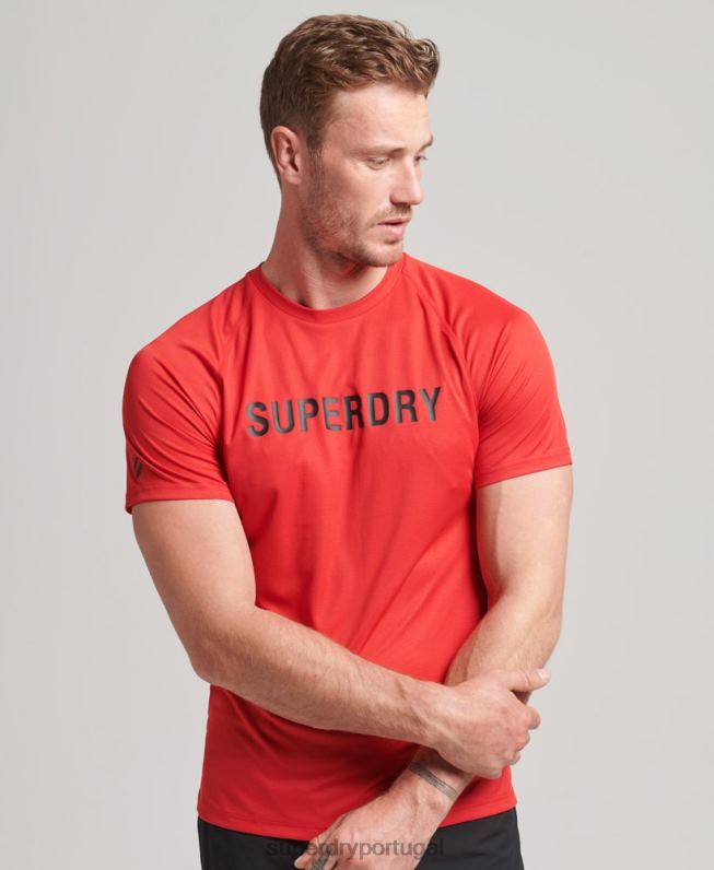 train active logo camiseta manga curta homens vermelho roupas Superdry 2208H1436
