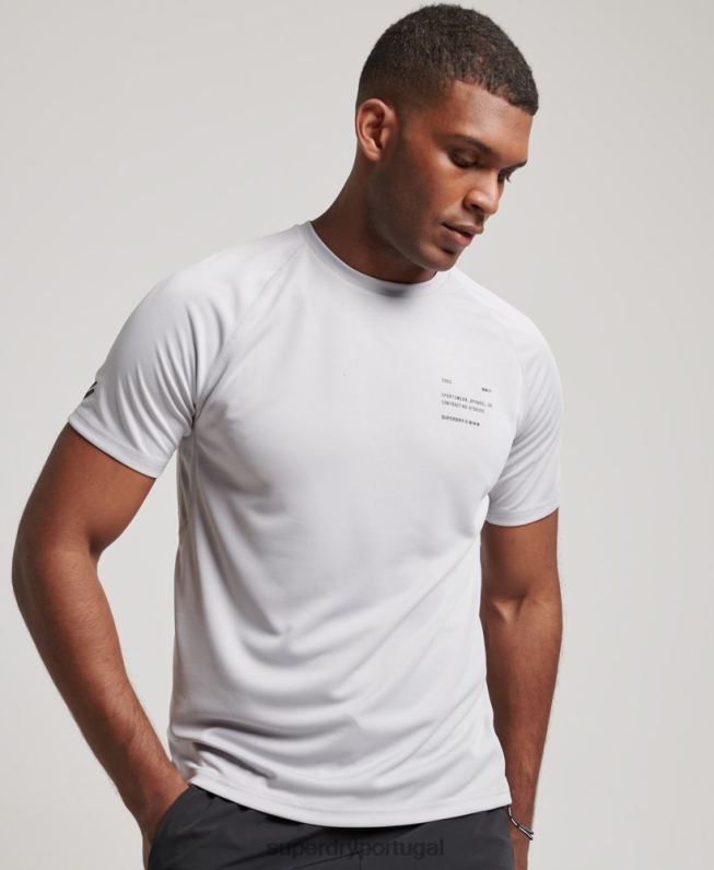 train active t-shirt de manga curta gráfica homens cinza claro roupas Superdry 2208H1421