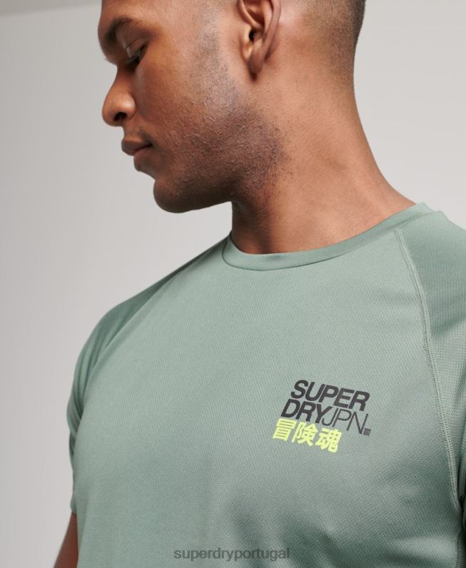 train active t-shirt de manga curta gráfica homens verde roupas Superdry 2208H1417