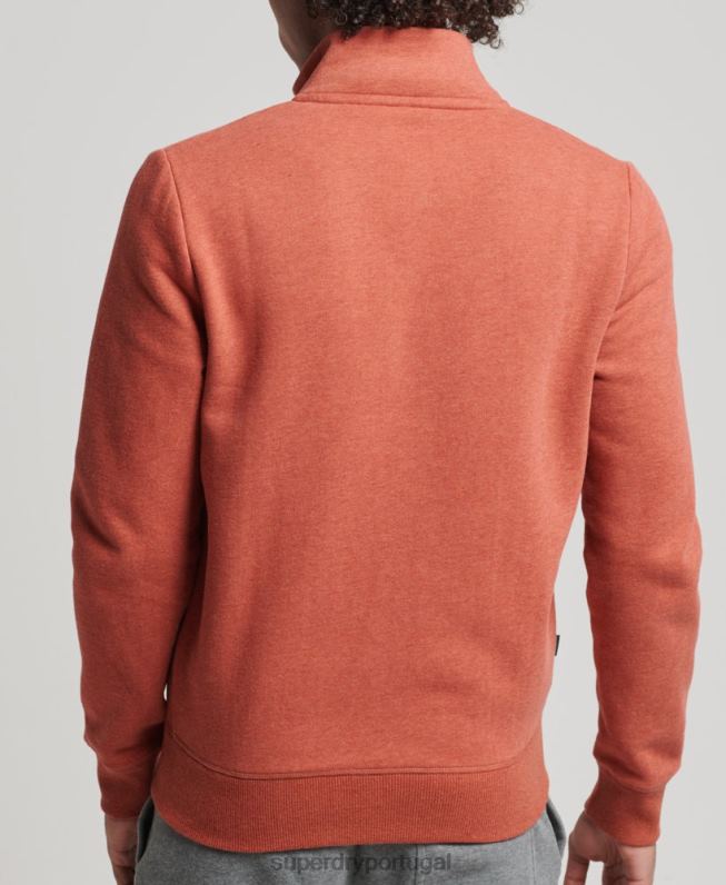 blusa de zíper com logo vintage de algodão orgânico homens marrom roupas Superdry 2208H5066