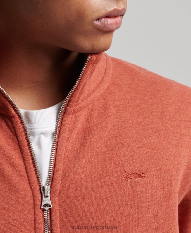 blusa de zíper com logo vintage de algodão orgânico homens marrom roupas Superdry 2208H5066