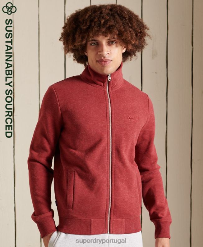 blusa de zíper com logo vintage de algodão orgânico homens vermelho roupas Superdry 2208H5168