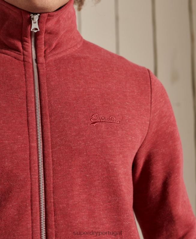 blusa de zíper com logo vintage de algodão orgânico homens vermelho roupas Superdry 2208H5168