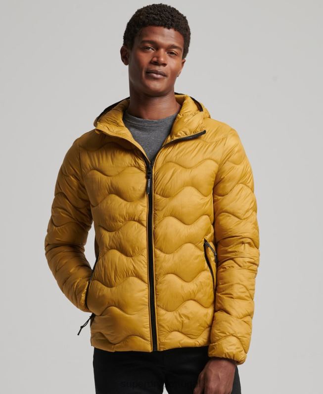 casaco acolchoado leve com capuz homens amarelo roupas Superdry 2208H1003