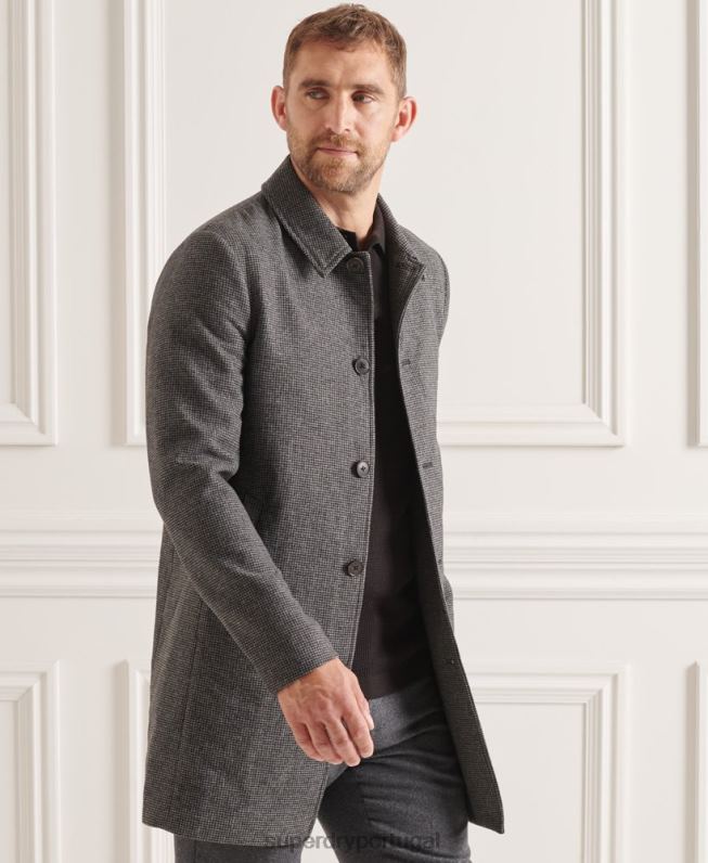 casaco de carro de lã leve de estúdios homens cinza roupas Superdry 2208H4624