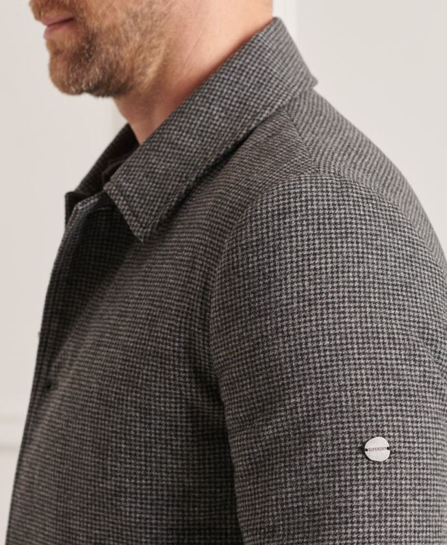 casaco de carro de lã leve de estúdios homens cinza roupas Superdry 2208H4624