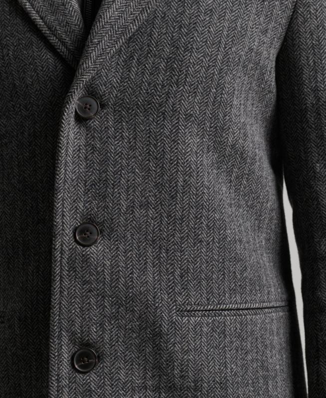 casaco de cidade de lã forro destacável homens cinza escuro roupas Superdry 2208H1072