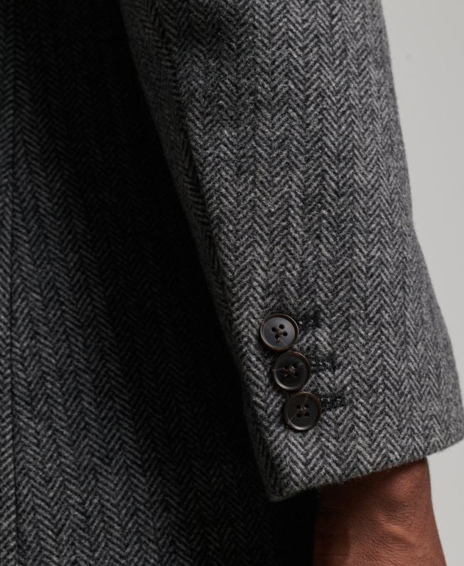 casaco de cidade de lã forro destacável homens cinza escuro roupas Superdry 2208H1072