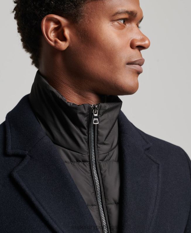 casaco de cidade de lã forro destacável homens marinha roupas Superdry 2208H1023