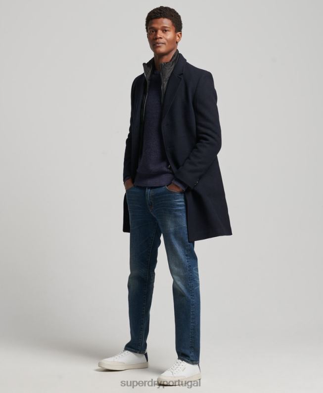 casaco de cidade de lã forro destacável homens marinha roupas Superdry 2208H1023