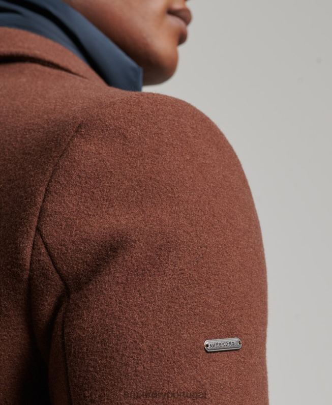 casaco de cidade de lã forro destacável homens marrom roupas Superdry 2208H972