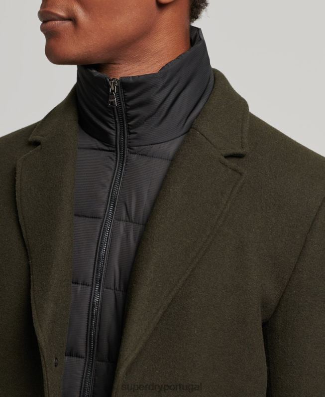 casaco de cidade de lã forro destacável homens verde roupas Superdry 2208H1043