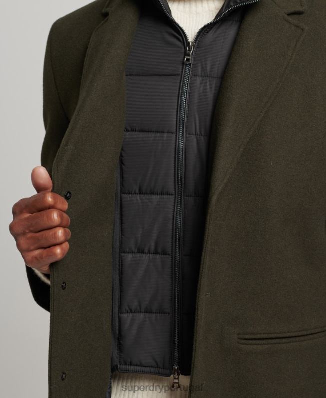 casaco de cidade de lã forro destacável homens verde roupas Superdry 2208H1043