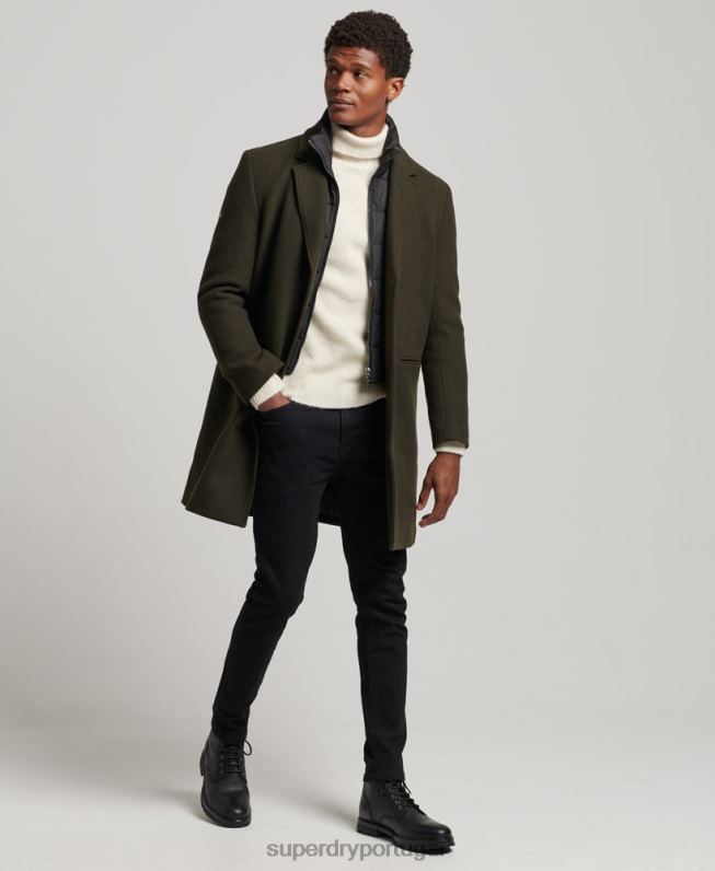 casaco de cidade de lã forro destacável homens verde roupas Superdry 2208H1043