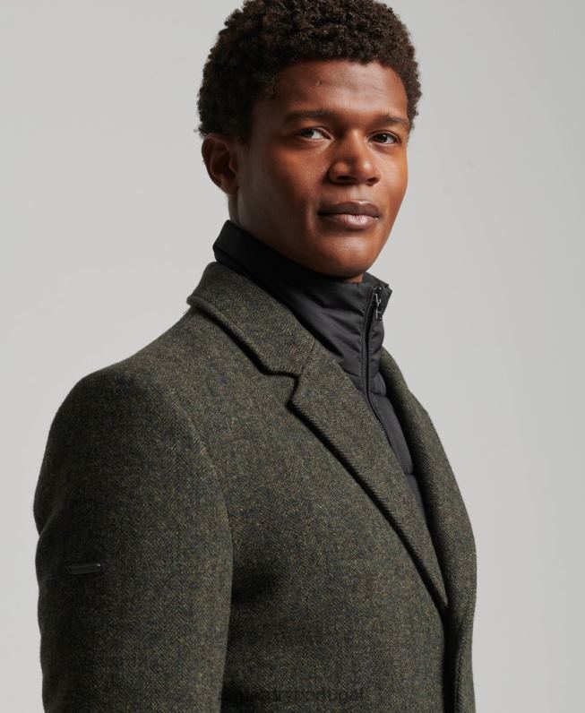 casaco de cidade de lã forro destacável homens verde roupas Superdry 2208H1113