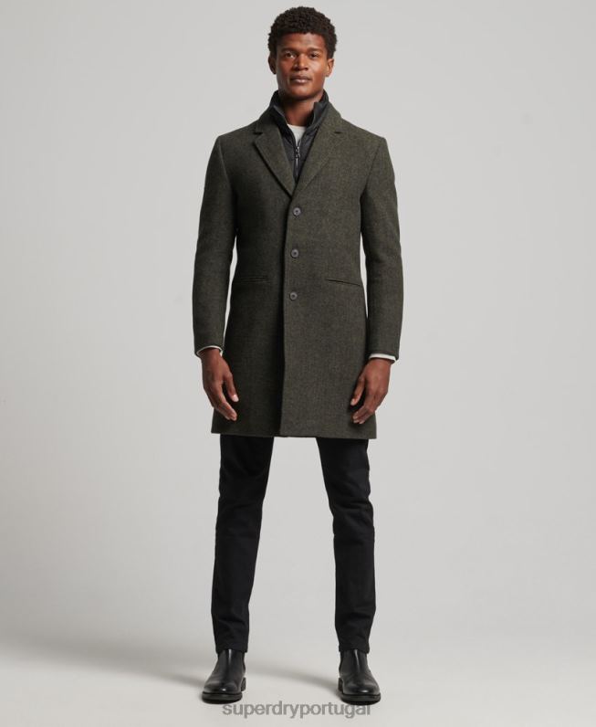 casaco de cidade de lã forro destacável homens verde roupas Superdry 2208H1113