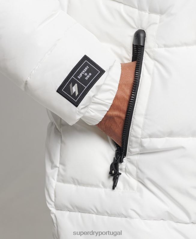 casaco espinhel com capuz logo homens branco roupas Superdry 2208H4522
