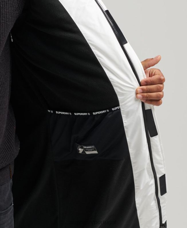 casaco espinhel com capuz logo homens branco roupas Superdry 2208H4522