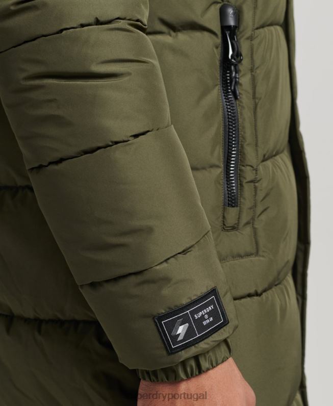 casaco espinhel com capuz logo homens caqui roupas Superdry 2208H4526