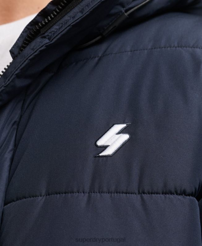 casaco espinhel com capuz logo homens marinha roupas Superdry 2208H4520