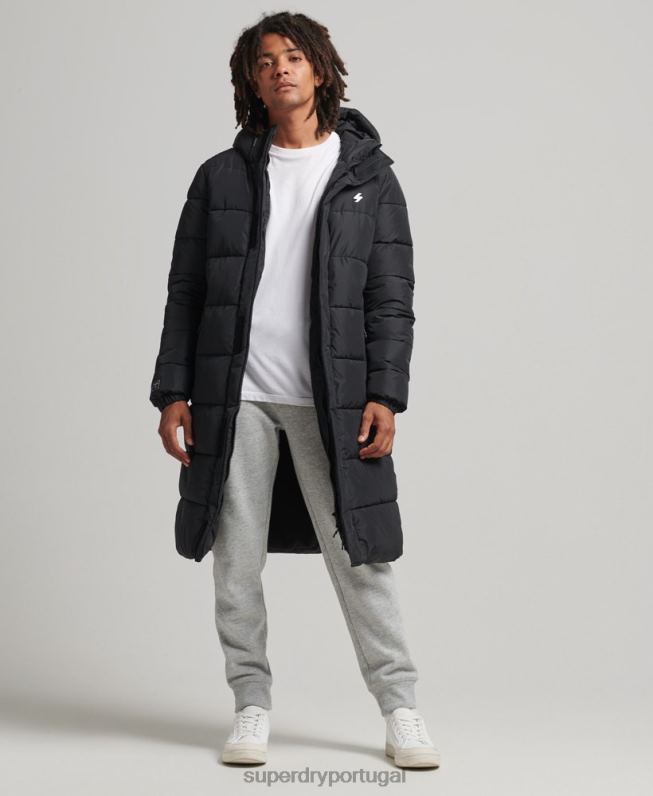 casaco espinhel com capuz logo homens preto roupas Superdry 2208H4481