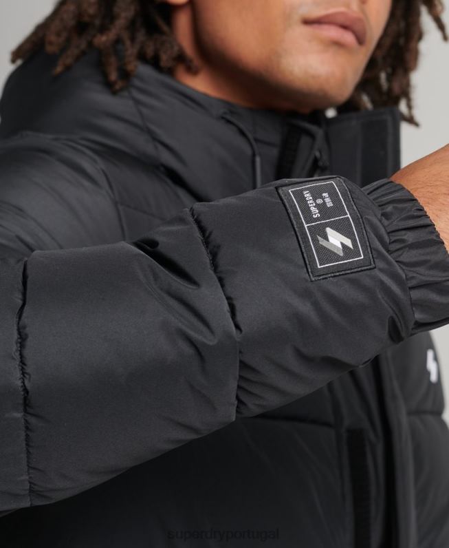 casaco espinhel com capuz logo homens preto roupas Superdry 2208H4481