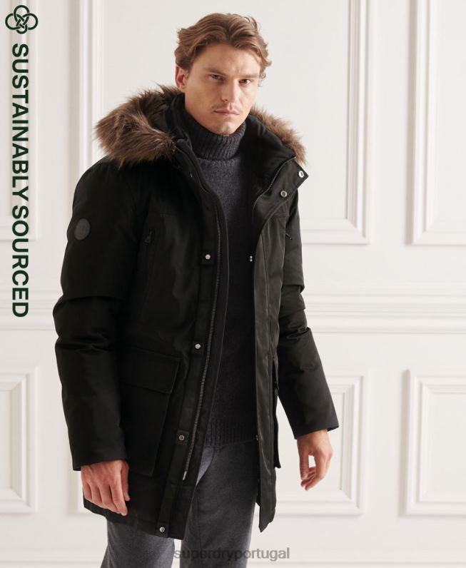 casaco everest down parka studios homens preto roupas Superdry 2208H4742