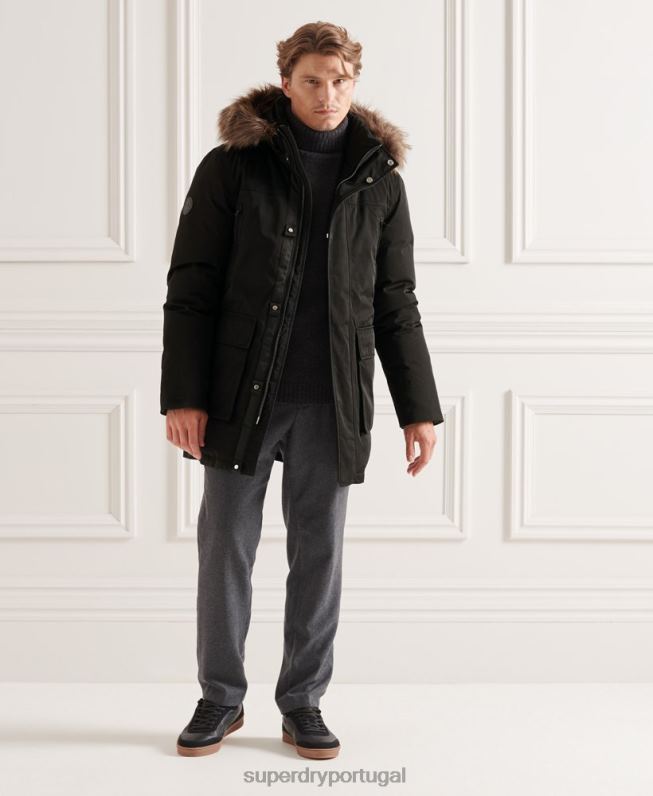 casaco everest down parka studios homens preto roupas Superdry 2208H4742