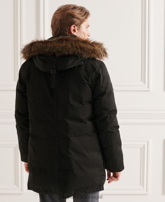 casaco everest down parka studios homens preto roupas Superdry 2208H4742