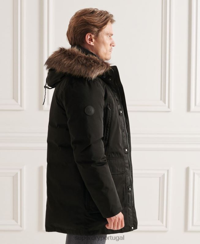 casaco everest down parka studios homens preto roupas Superdry 2208H4742