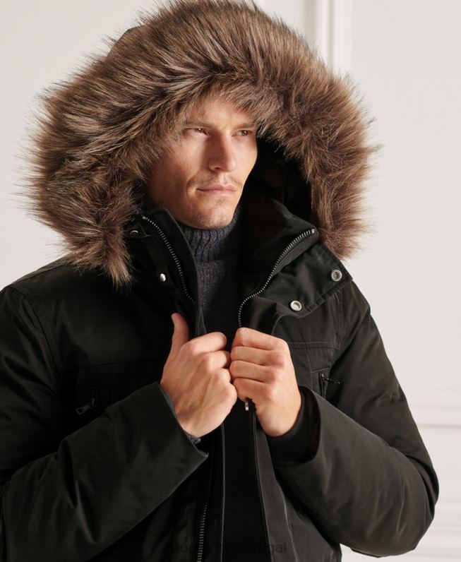 casaco everest down parka studios homens preto roupas Superdry 2208H4742