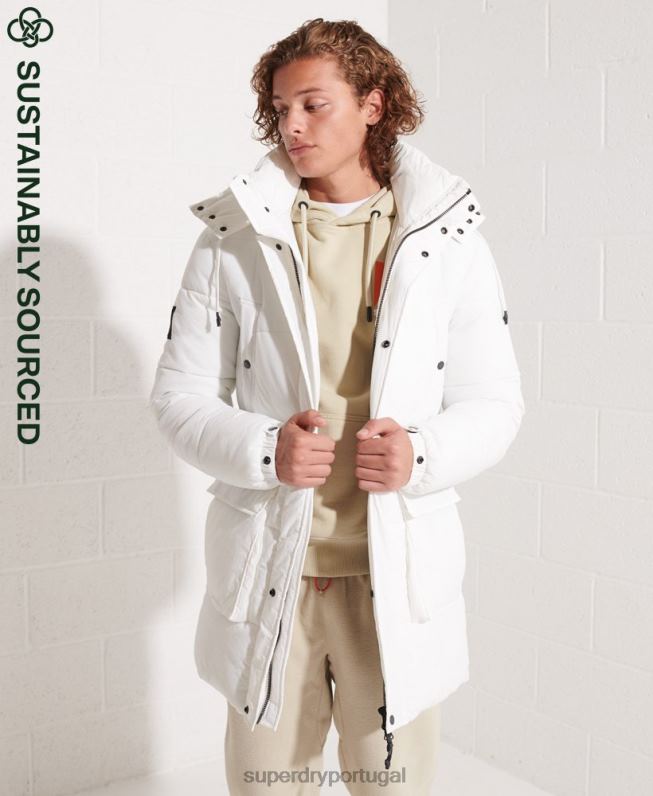 casaco parka acolchoado expedição homens branco roupas Superdry 2208H4483
