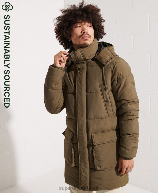 casaco parka acolchoado expedição homens caqui roupas Superdry 2208H4502