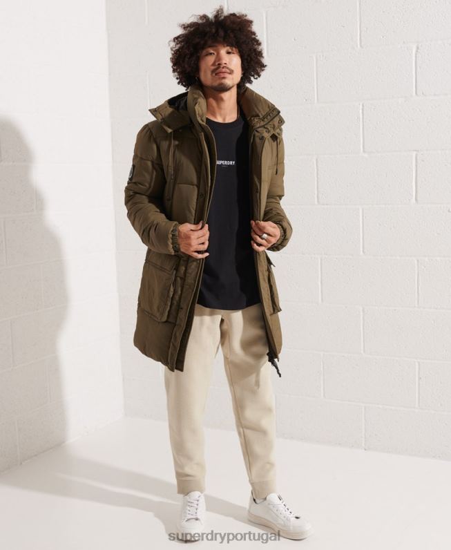 casaco parka acolchoado expedição homens caqui roupas Superdry 2208H4502