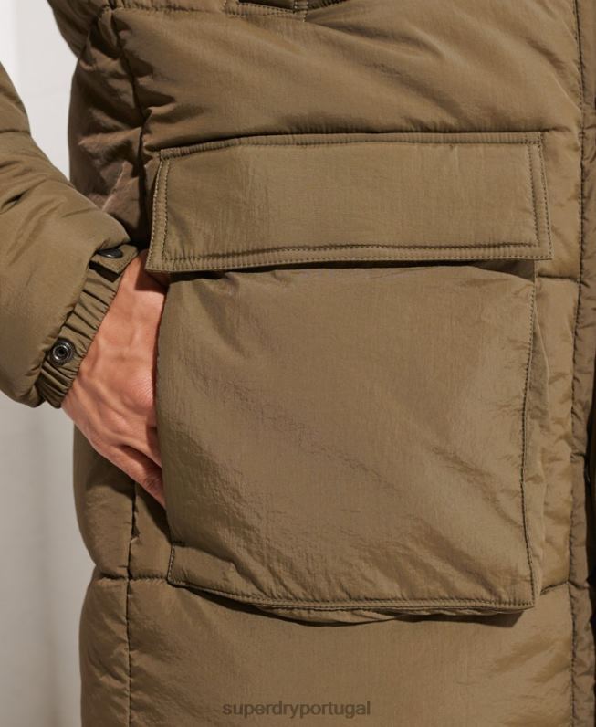 casaco parka acolchoado expedição homens caqui roupas Superdry 2208H4502