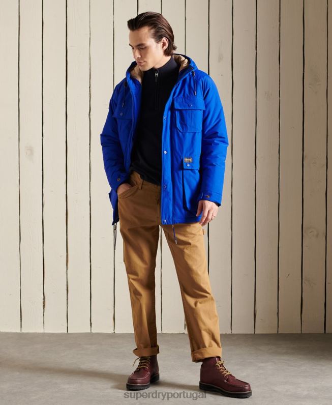 casaco parka acolchoado montanha homens azul roupas Superdry 2208H4684