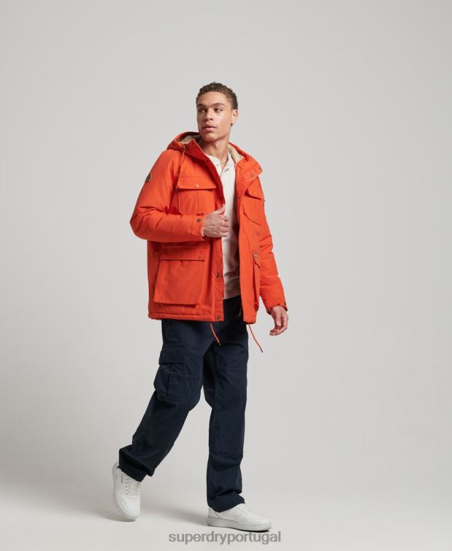 casaco parka acolchoado montanha homens laranja roupas Superdry 2208H4532
