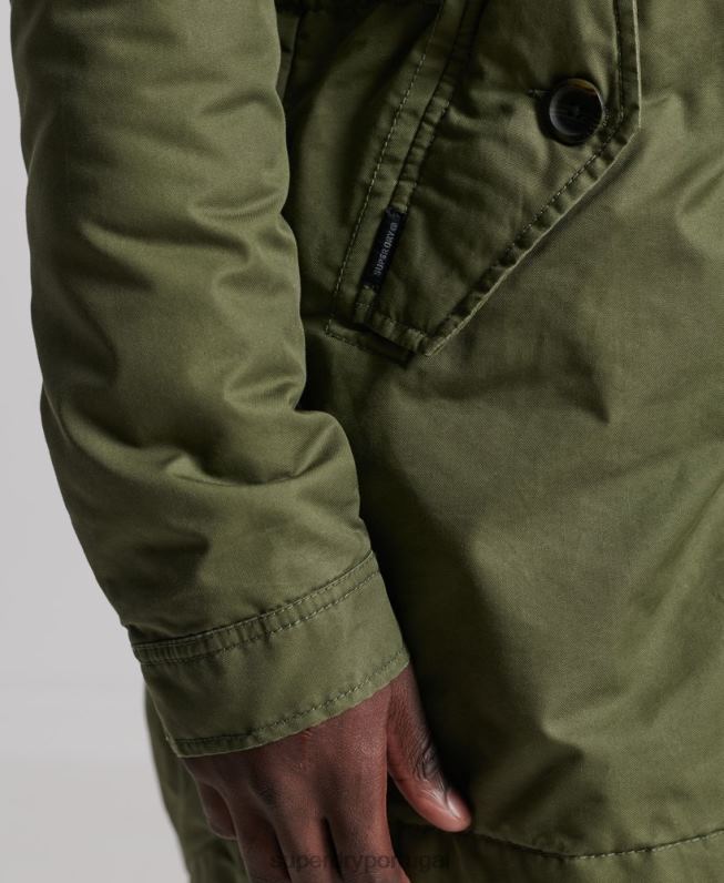 casaco parka com acabamento de pele sintética de serviço homens caqui roupas Superdry 2208H4493