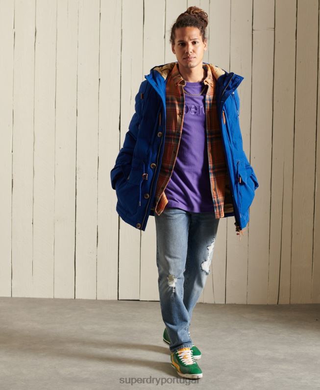 casaco parka de expedição de montanha homens azul roupas Superdry 2208H4537