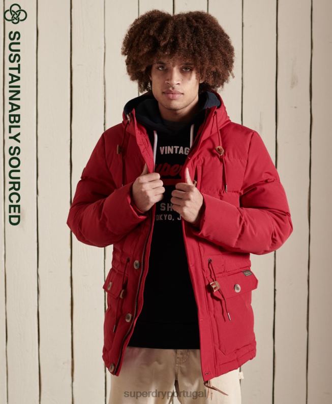 casaco parka de expedição de montanha homens vermelho roupas Superdry 2208H4486