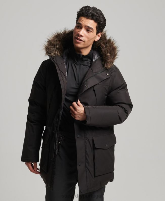 casaco parka de neve everest down homens preto roupas Superdry 2208H4643