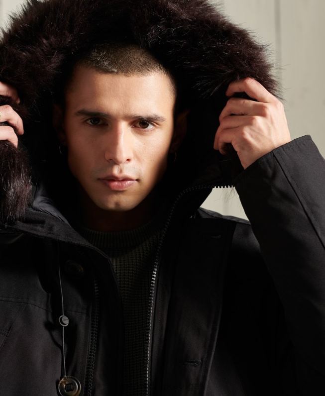 casaco parka novato homens preto roupas Superdry 2208H4734