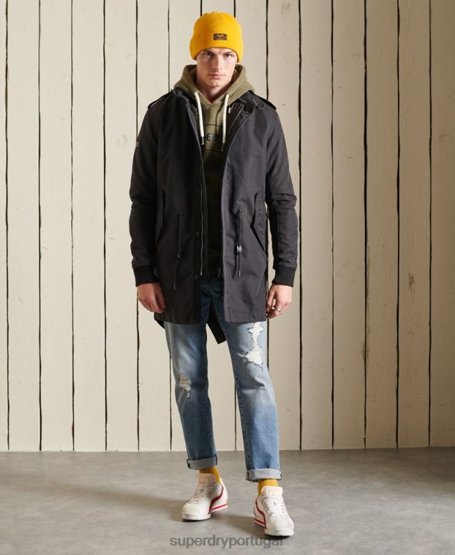 casaco parka premium militar homens cinza escuro roupas Superdry 2208H4576