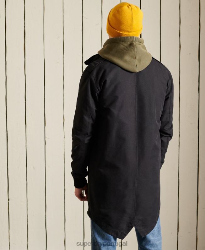 casaco parka premium militar homens cinza escuro roupas Superdry 2208H4576