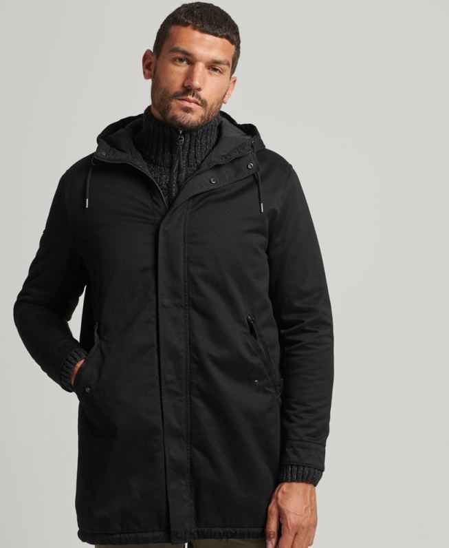 casaco parka rabo de peixe homens preto roupas Superdry 2208H4472