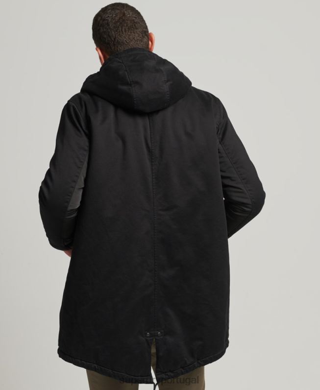 casaco parka rabo de peixe homens preto roupas Superdry 2208H4472