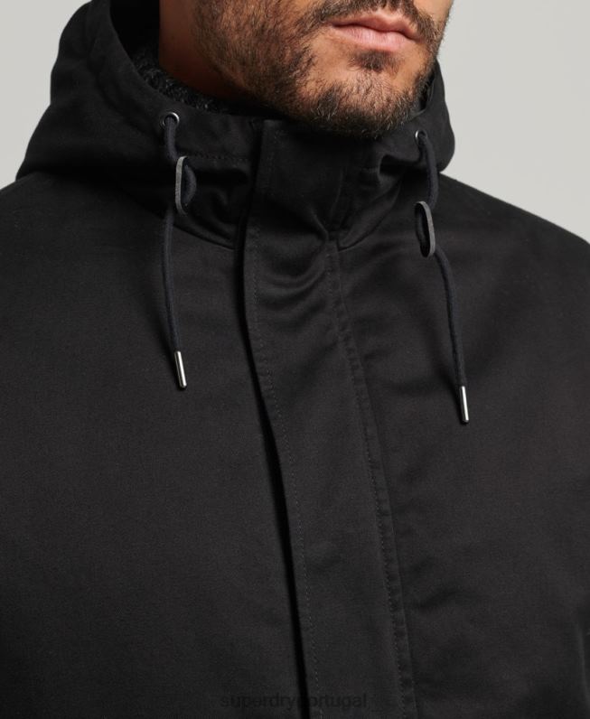 casaco parka rabo de peixe homens preto roupas Superdry 2208H4472