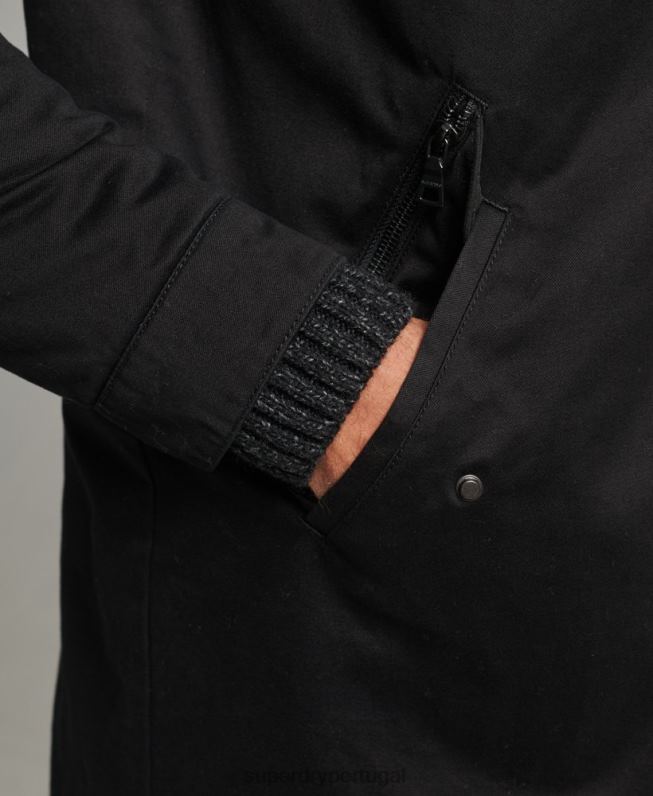 casaco parka rabo de peixe homens preto roupas Superdry 2208H4472