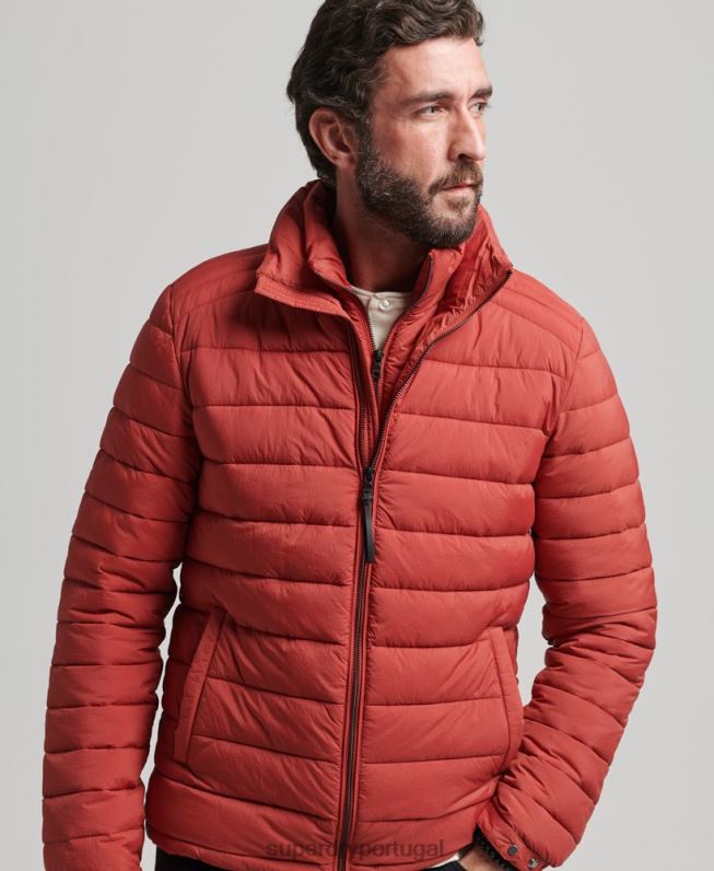 casaco puffer curto e leve homens marrom roupas Superdry 2208H959