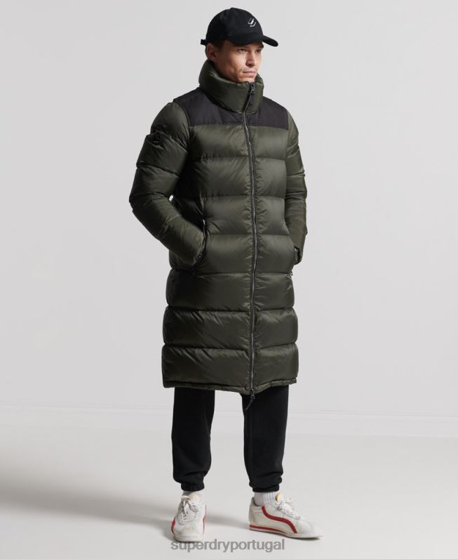 casaco puffer de palangre homens caqui roupas Superdry 2208H4556